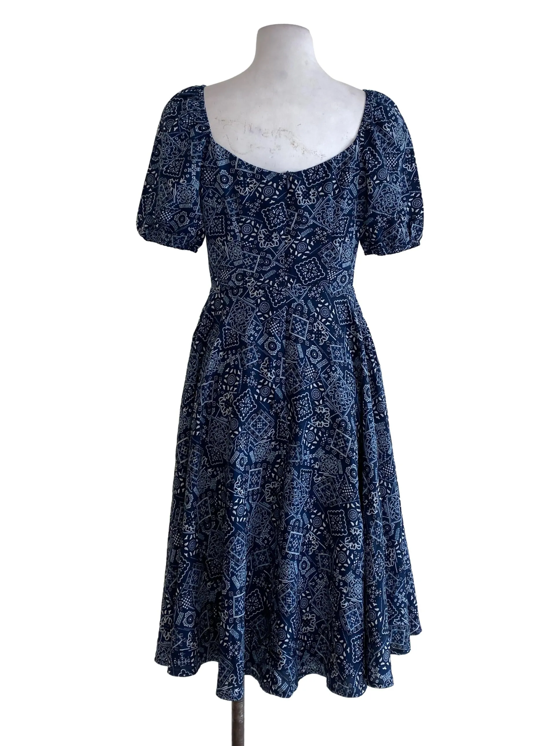 Blue Patterned Empire Dress