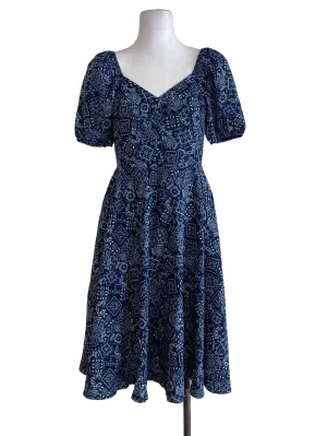 Blue Patterned Empire Dress