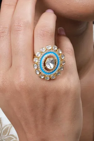Blue Polki Embellished Ring