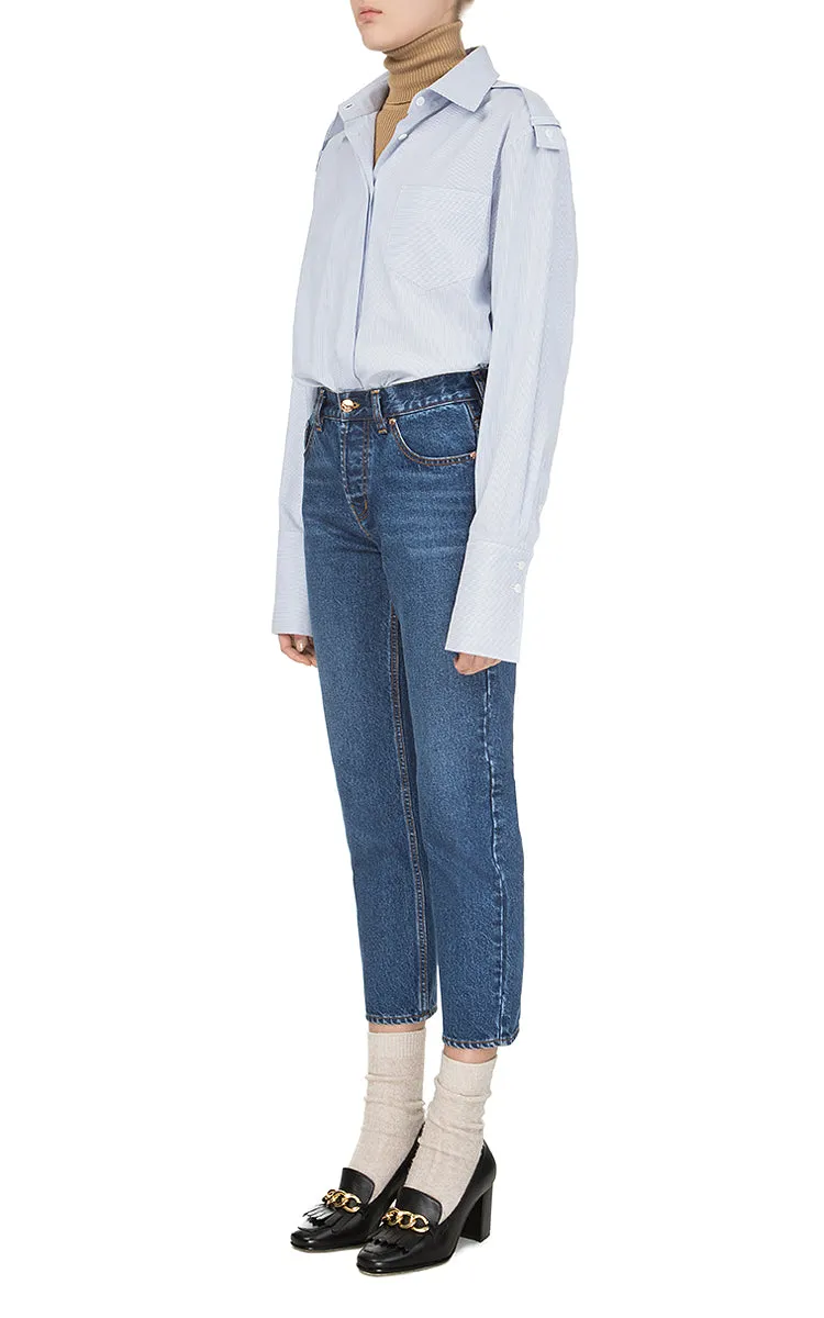 Blue Shirt with Shoulder Straps