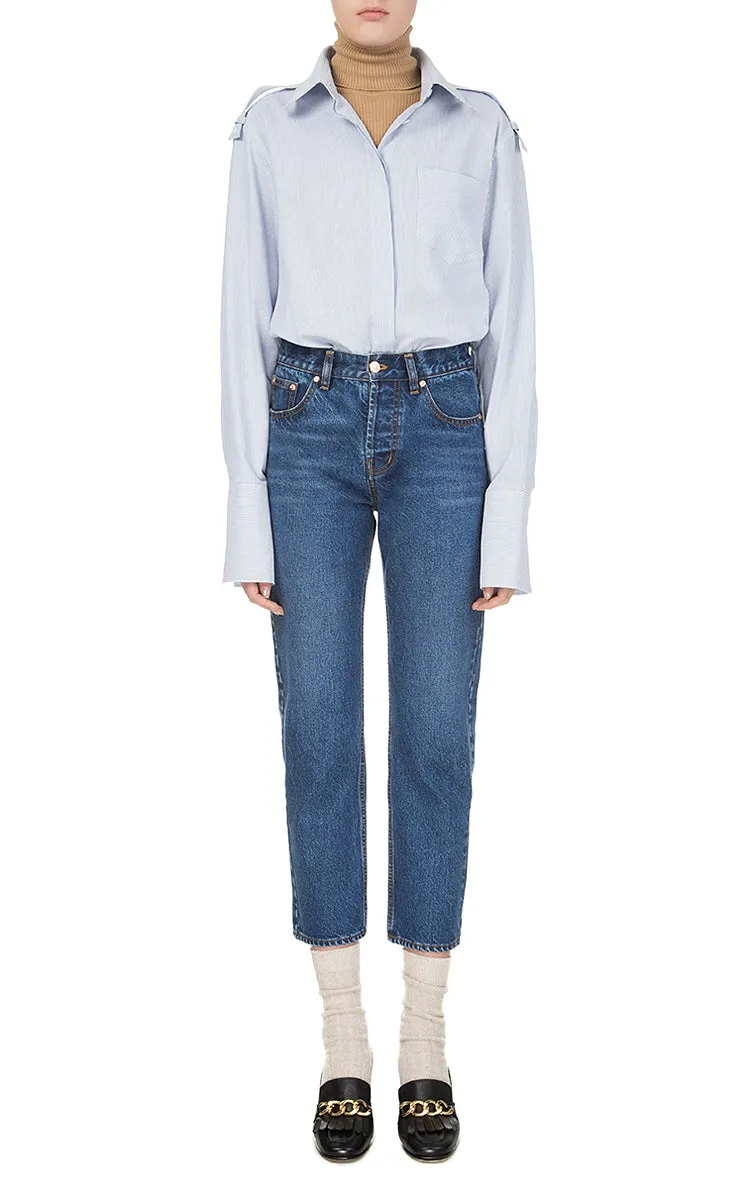 Blue Shirt with Shoulder Straps