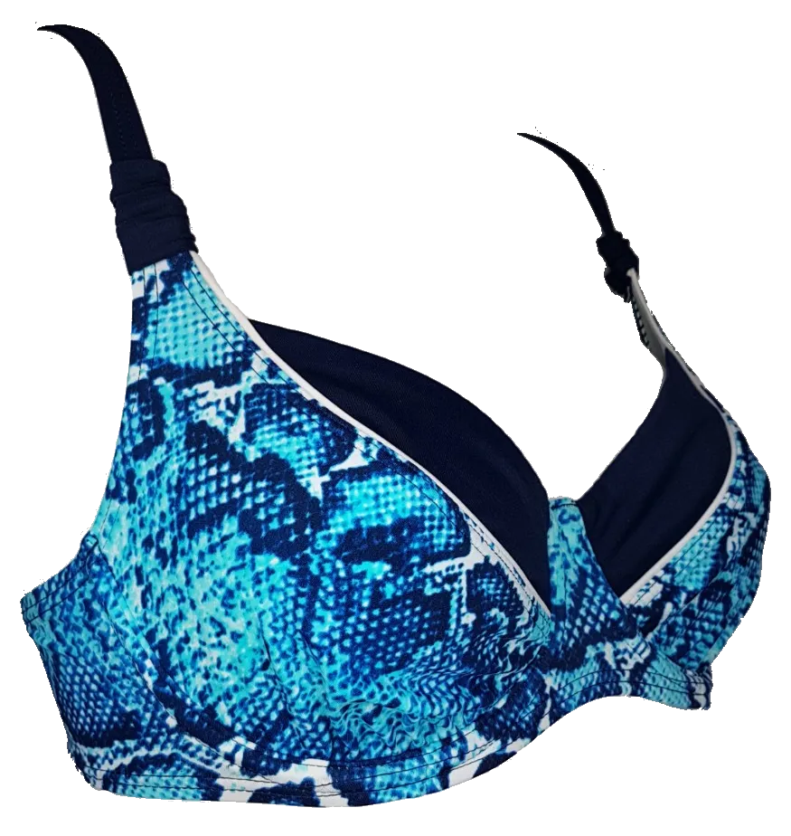 Blue Snake Print Underwired Bikini Bra