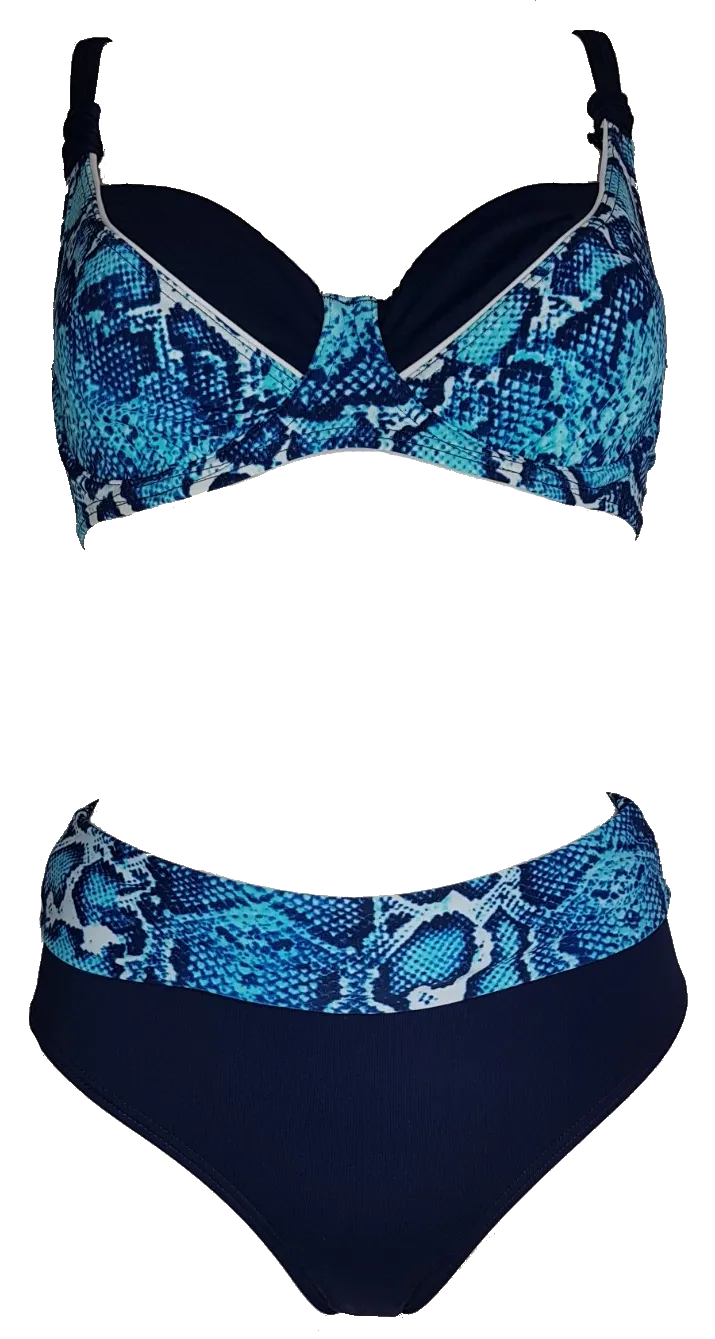 Blue Snake Print Underwired Bikini Bra