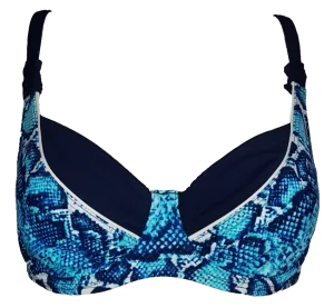 Blue Snake Print Underwired Bikini Bra