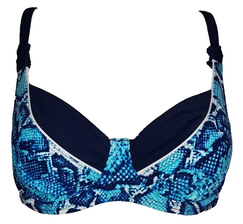 Blue Snake Print Underwired Bikini Bra
