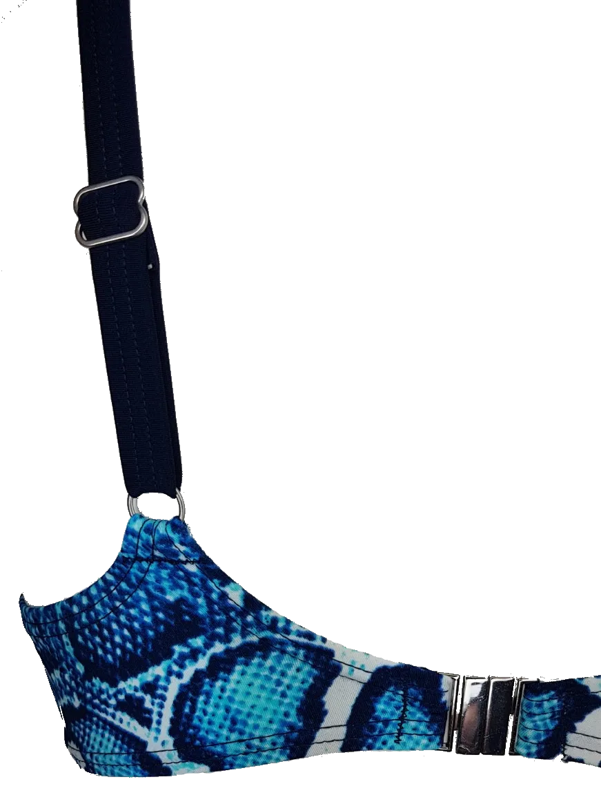 Blue Snake Print Underwired Bikini Bra