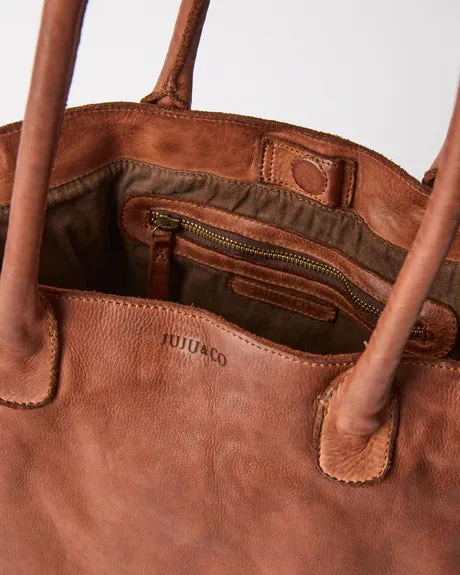 BOSTON TOTE | COGNAC