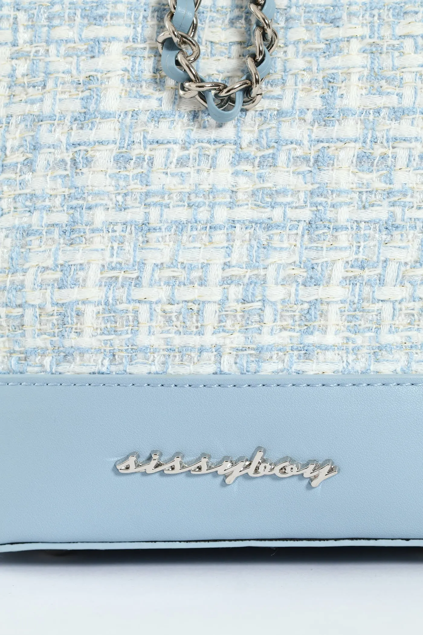 Boucle Drawstring Bucket Bag - Blue