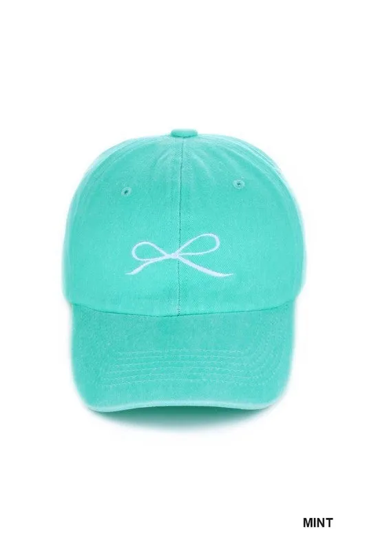 BOW EMBROIDERED CAP - 6 COLORS