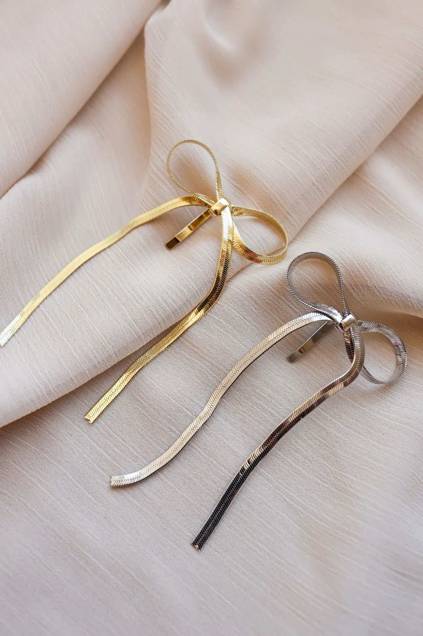 BOW PONYTAIL HAIR CUFF ( GOLD   SILVER )