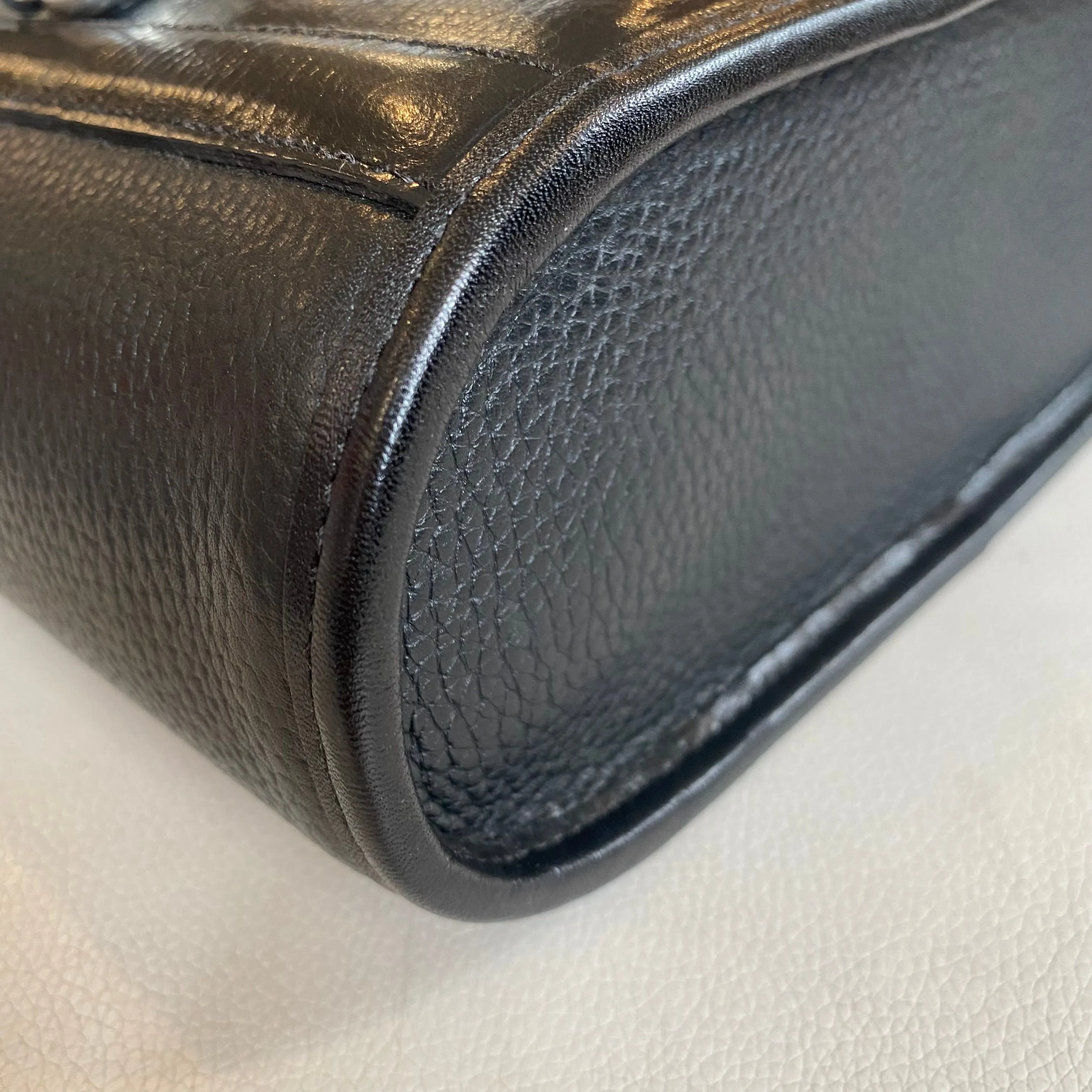 BRIGHTON Desiree Tote Black Leather Bucket Purse With Heart Imprint