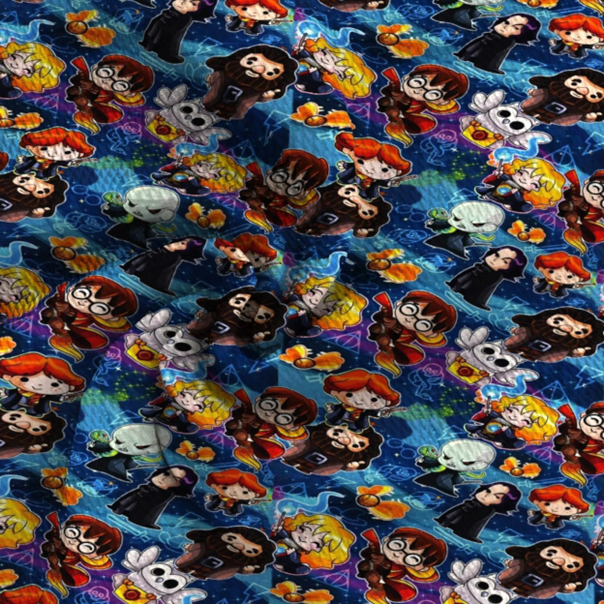 broom moon lightning printed fabric