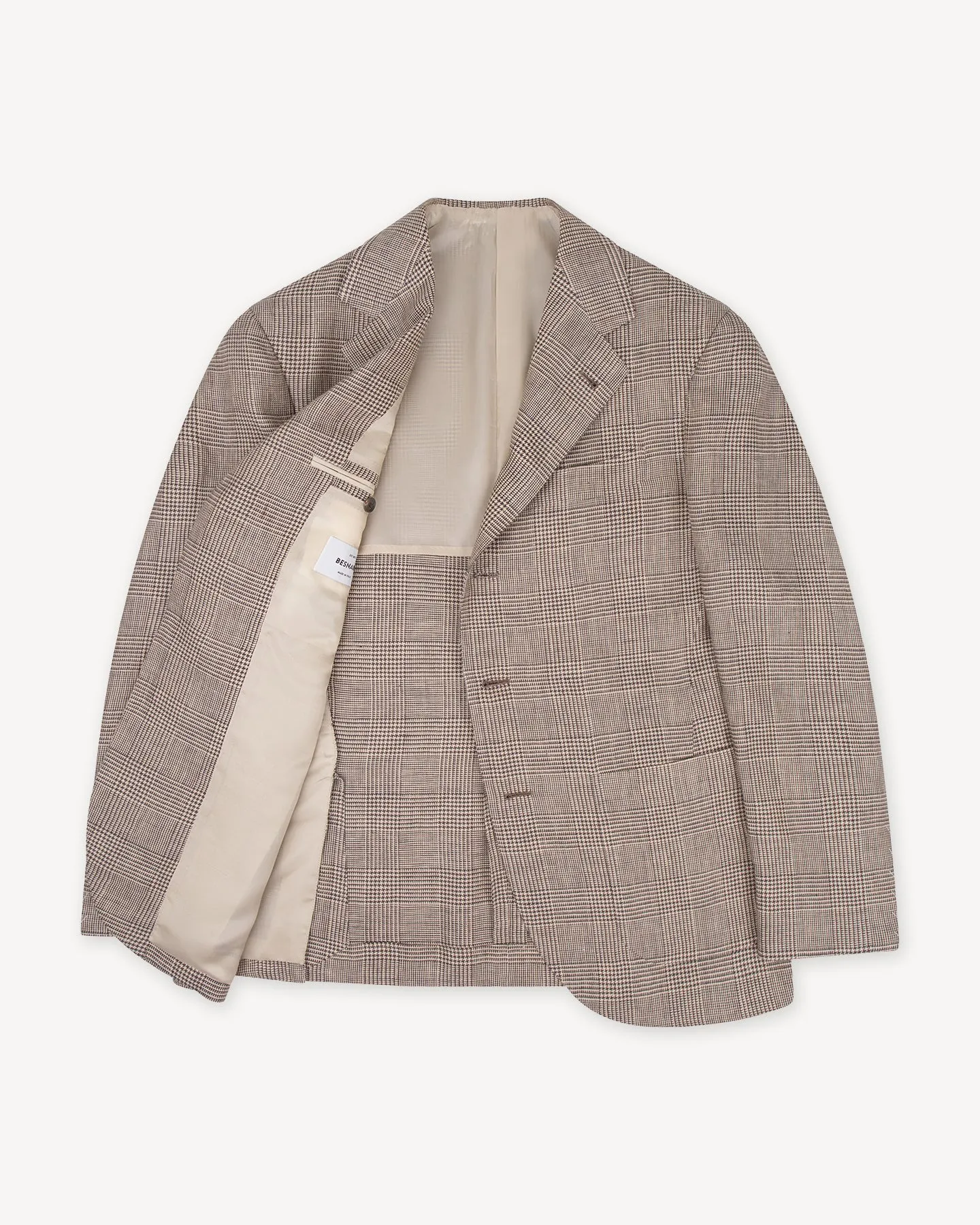 Brown Prince of Wales Linen Sport Coat