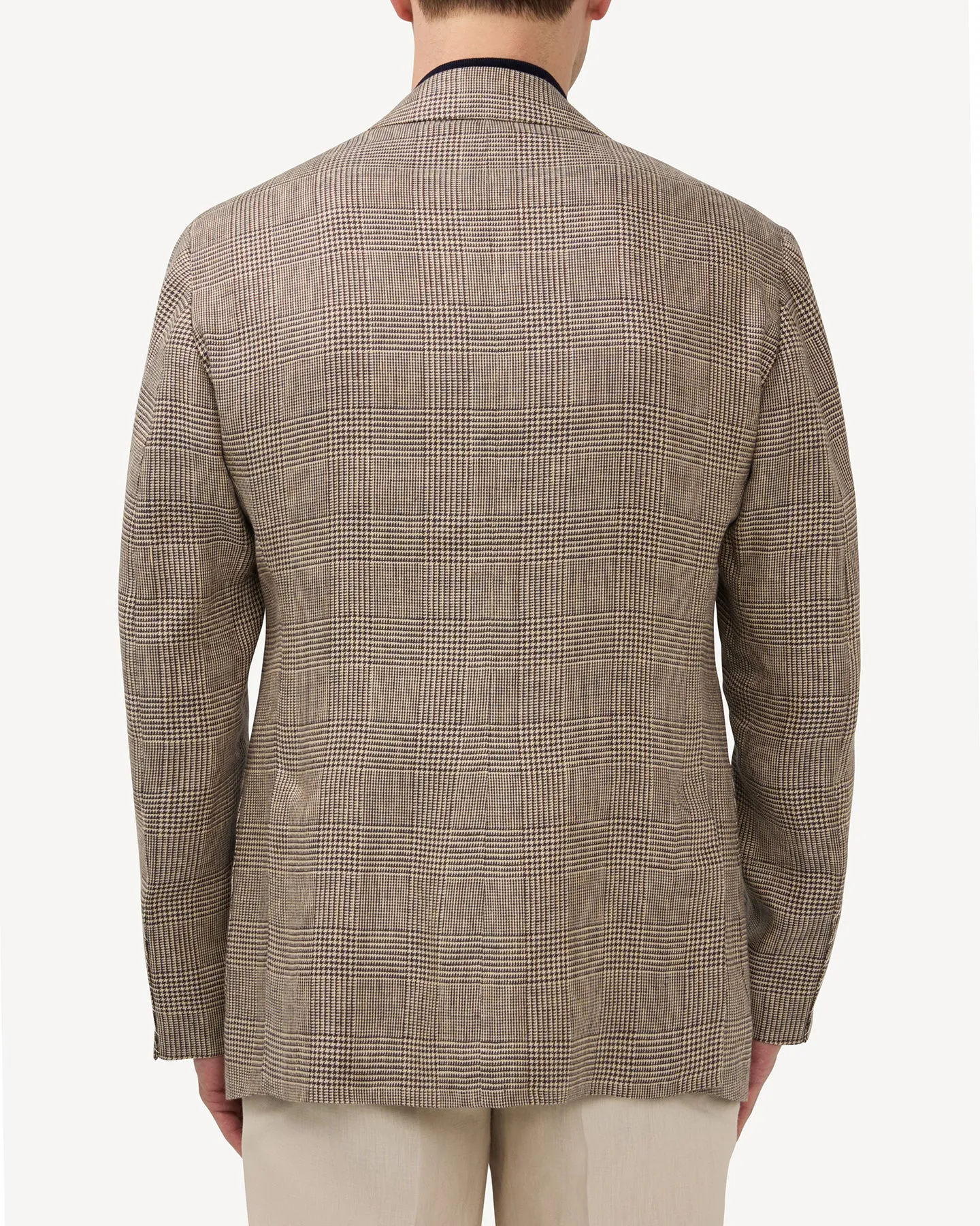 Brown Prince of Wales Linen Sport Coat