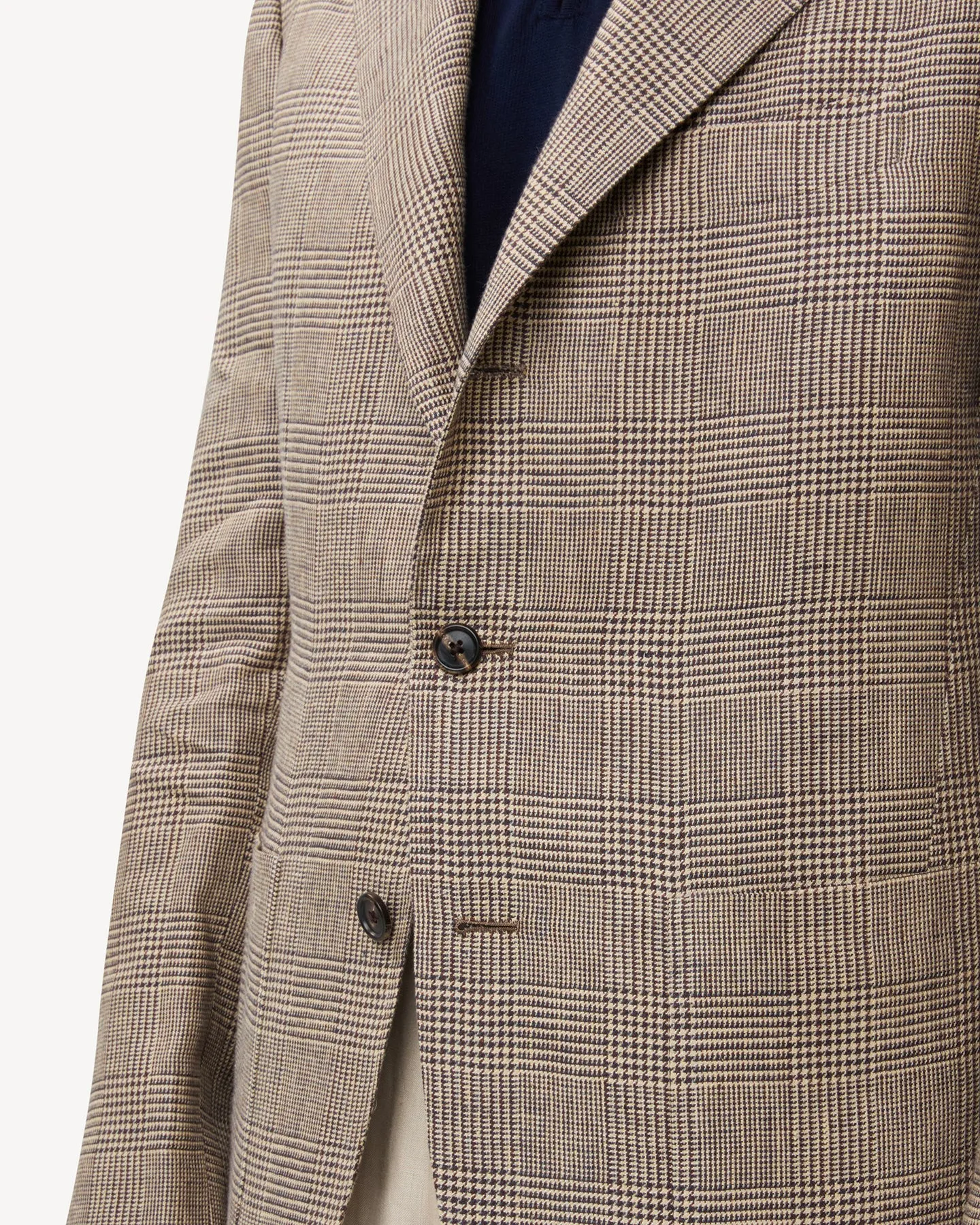 Brown Prince of Wales Linen Sport Coat