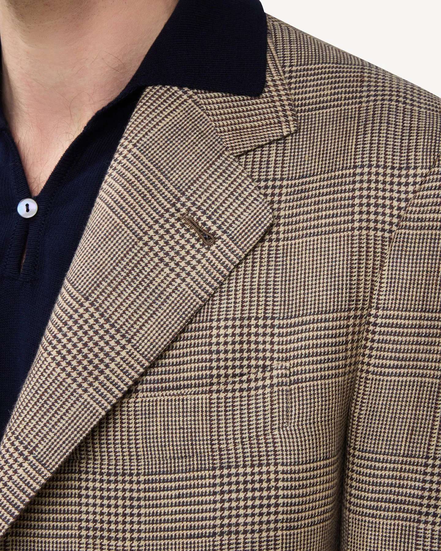 Brown Prince of Wales Linen Sport Coat