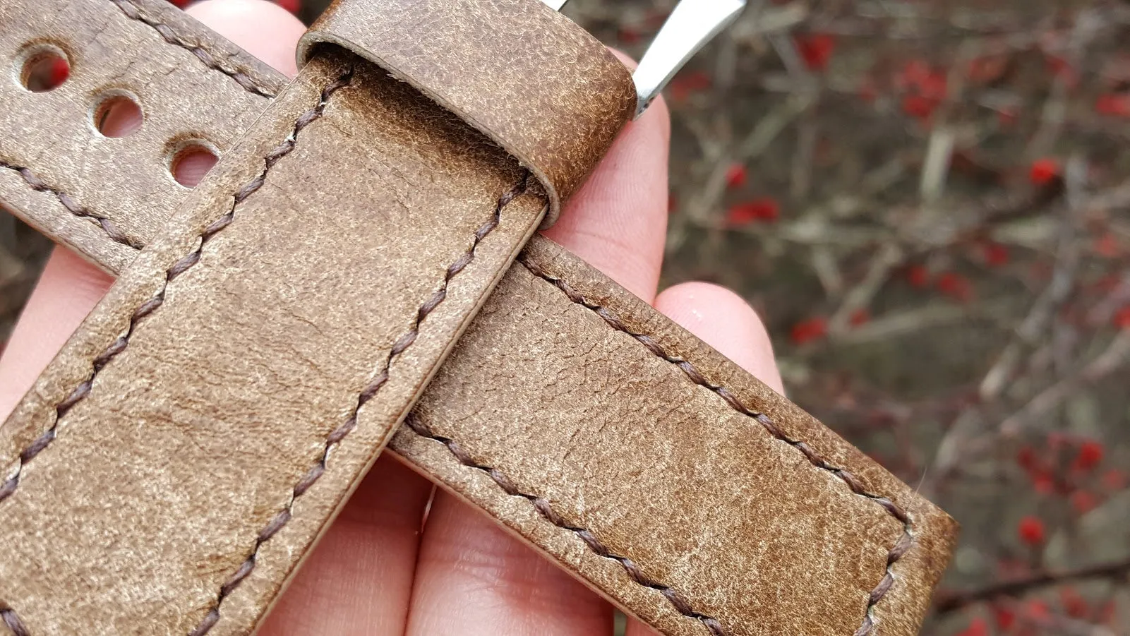 Brown vintage bovine watch strap 22 mm