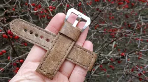 Brown vintage bovine watch strap 22 mm