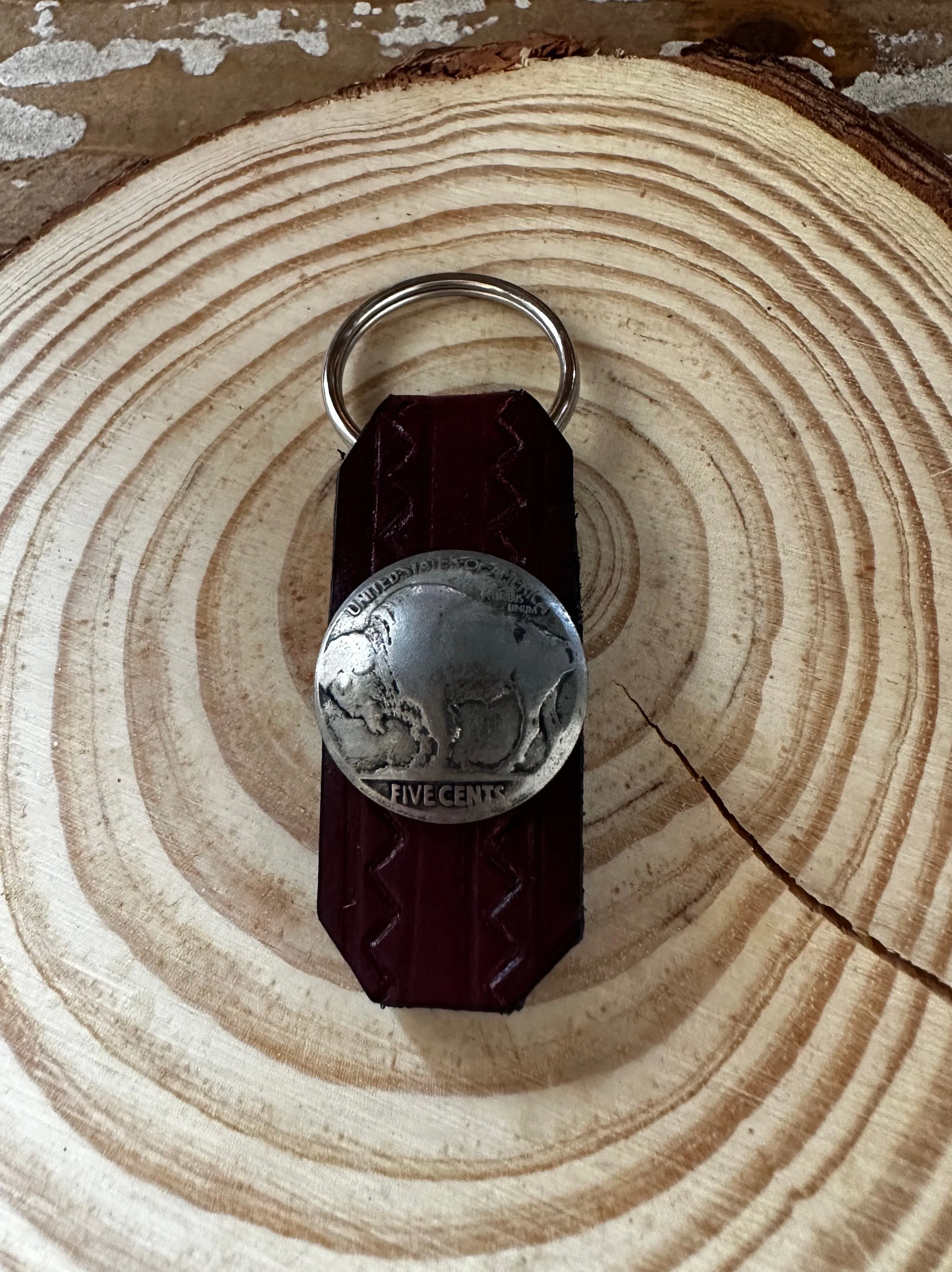 BUFFALO DANCER Leather Strap Keychain