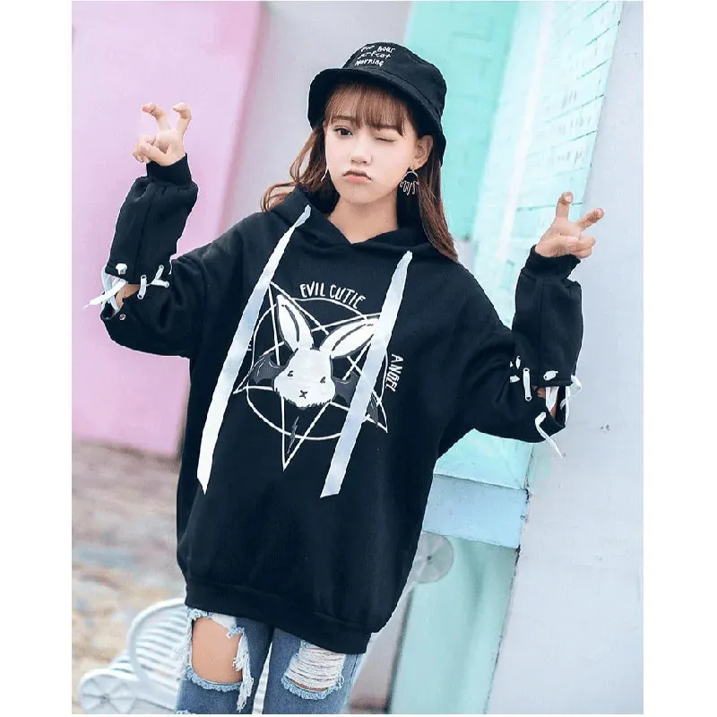 Bunny Pentagram Printed Long Sleeves
