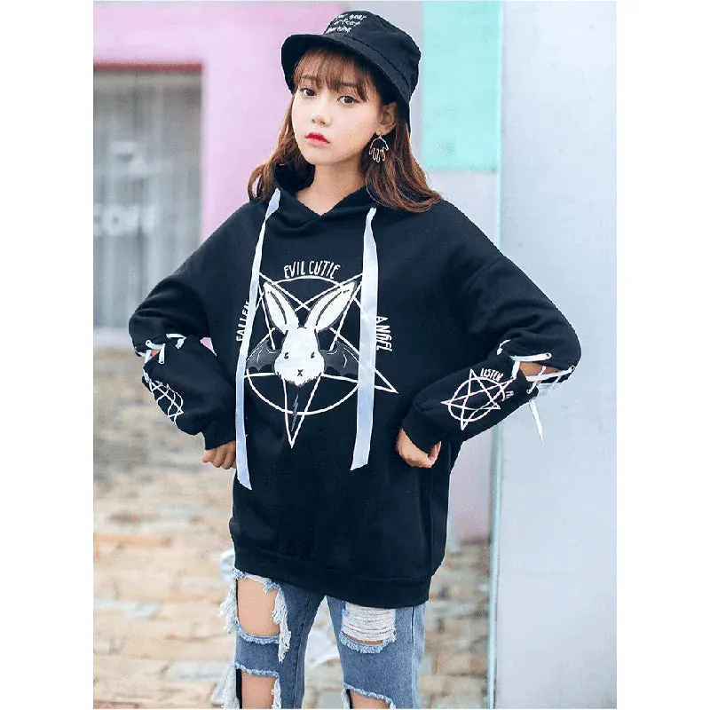 Bunny Pentagram Printed Long Sleeves