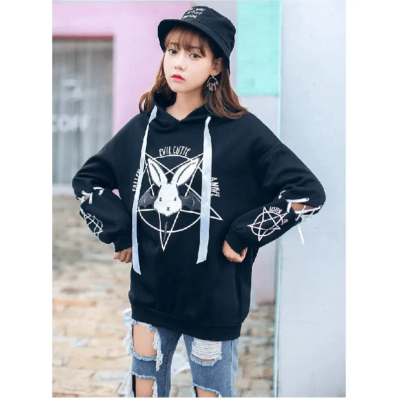 Bunny Pentagram Printed Long Sleeves