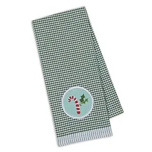 Candy Cane Embellished Dishtowel