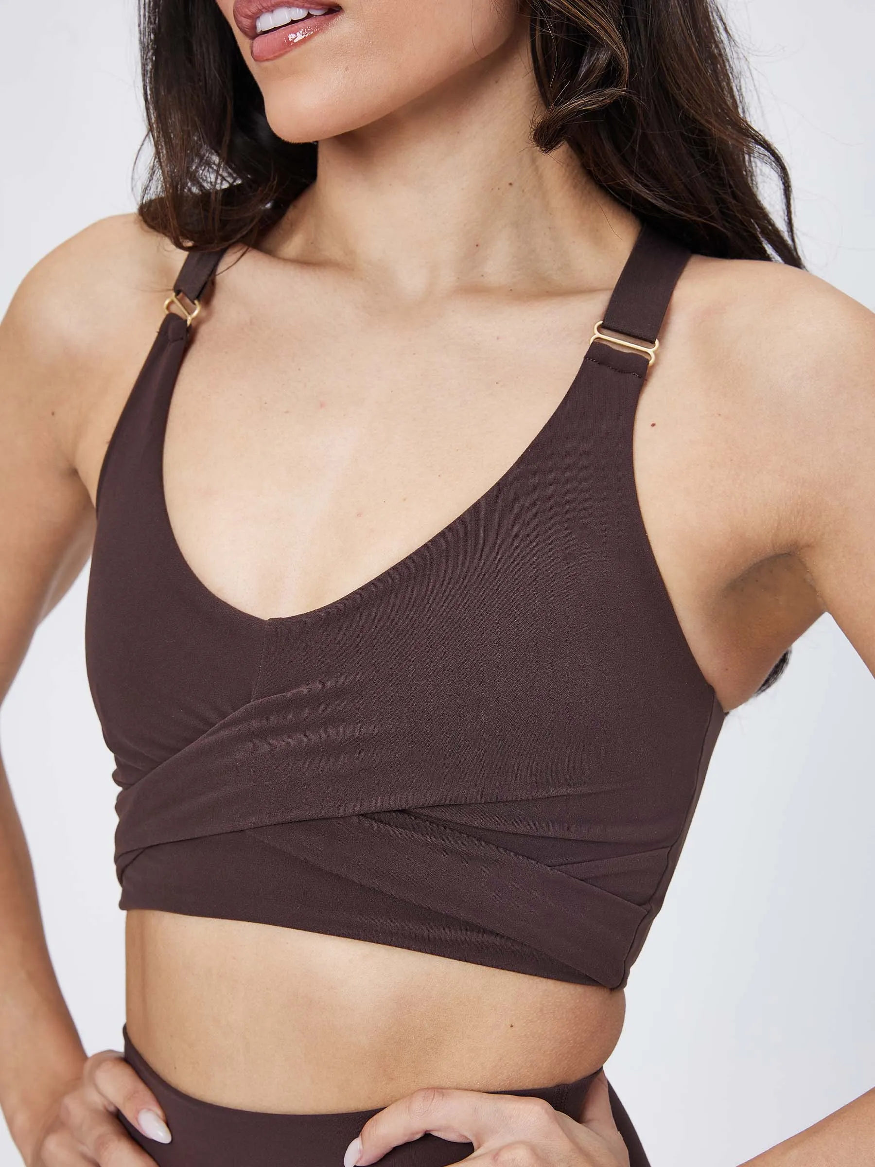 Candy Wrap Sports Bra - Journey Dark Brown