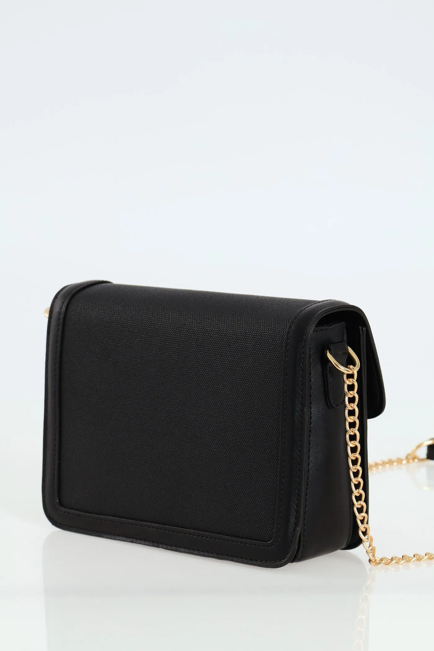 Canvas Front Clasp Satchel - Black