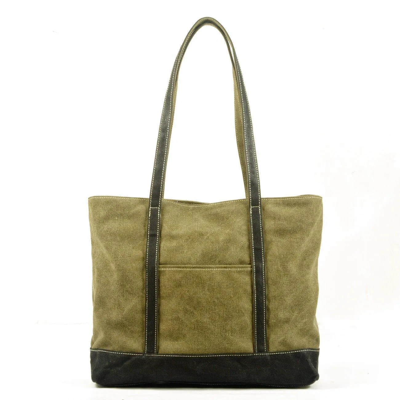 Canvas Tote with Outside Pocket