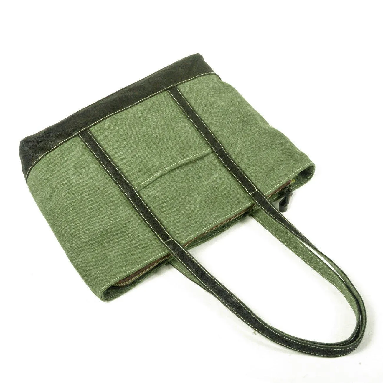 Canvas Tote with Outside Pocket