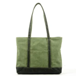 Canvas Tote with Outside Pocket