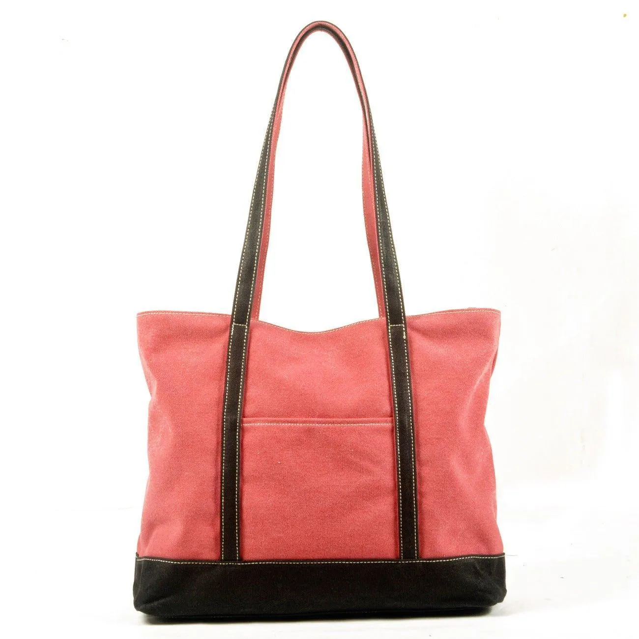 Canvas Tote with Outside Pocket