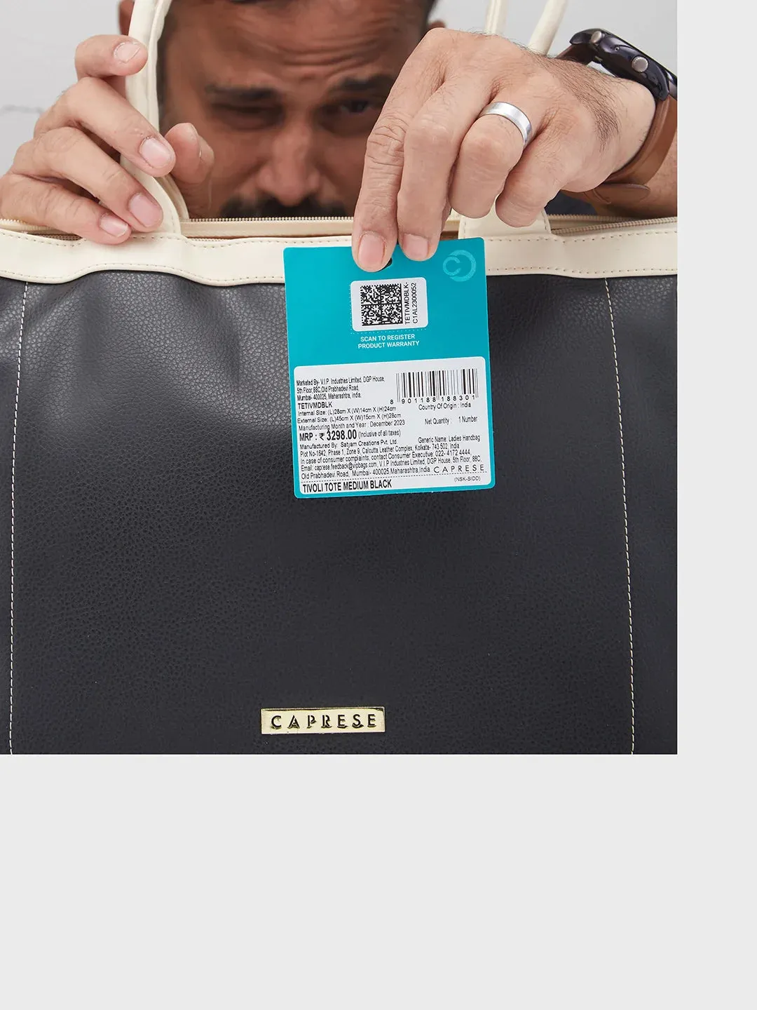 Caprese Tivoli Medium Black Tote Bag