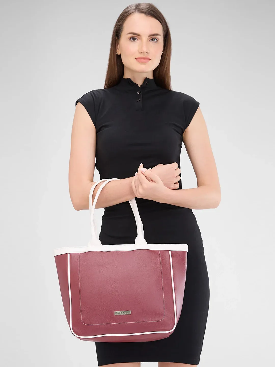 Caprese Tivoli Medium Maroon Tote Bag
