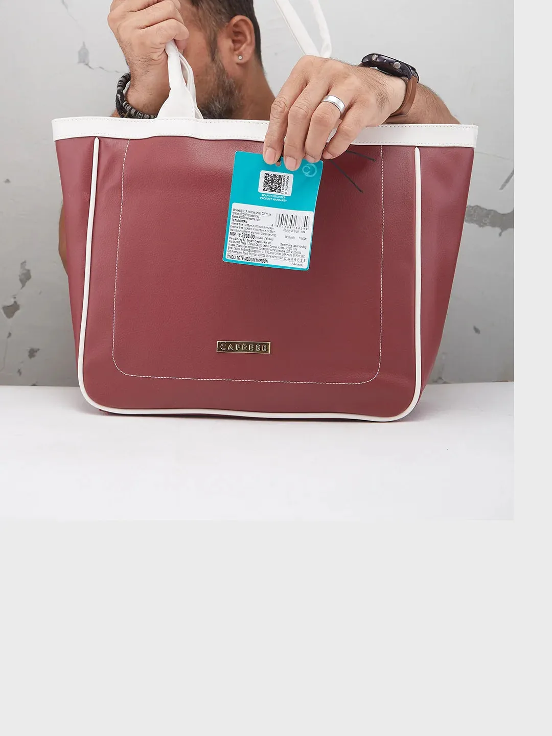 Caprese Tivoli Medium Maroon Tote Bag
