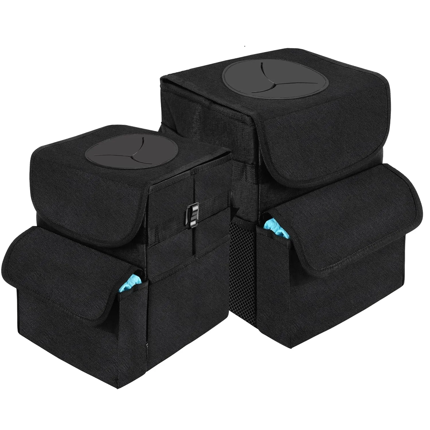 Car Trash Can with Lid and Storage Pockets, 100% Leak-Proof Organizer, 1.8   2.8 Gallons Set