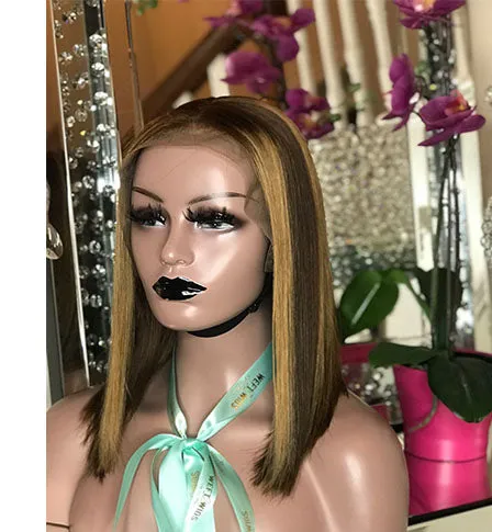 Caramel Machiatto Money Piece Bob Wig