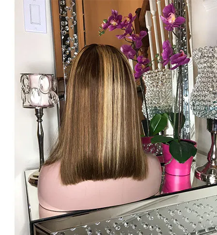 Caramel Machiatto Money Piece Bob Wig