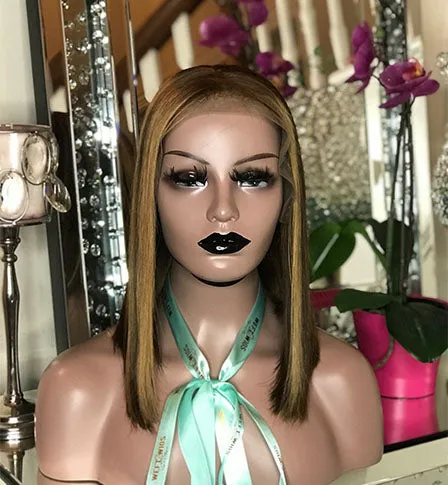 Caramel Machiatto Money Piece Bob Wig