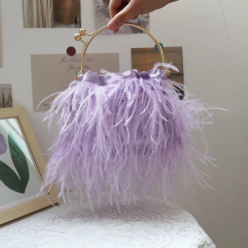 Casual Daily Party Solid Patchwork Feathers Bags