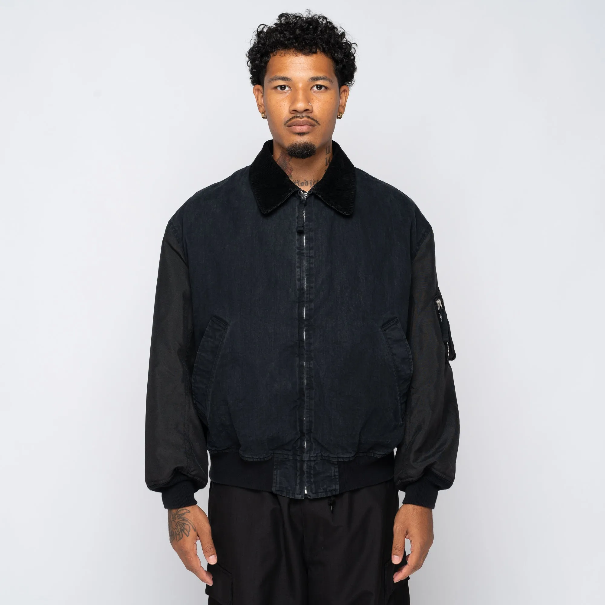 CdGH Denim Bomber Jacket Washed Black HN-J013-051