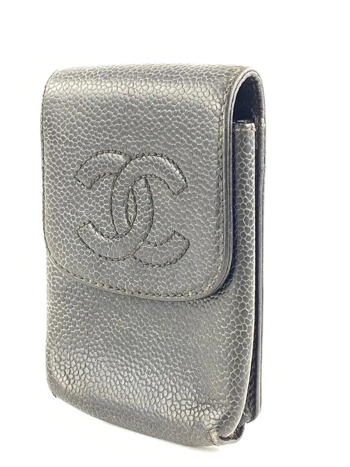 Chanel Black Caviar Leather Mobile or Cigarette Case 41C1117