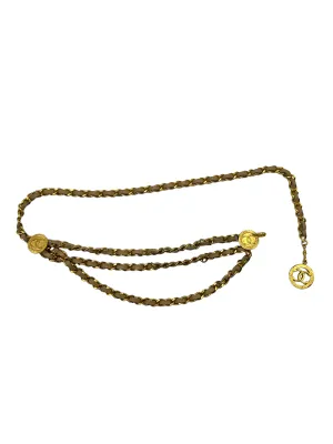 Chanel Vintage 1984 Beige Leather Chain CC Size S Belt