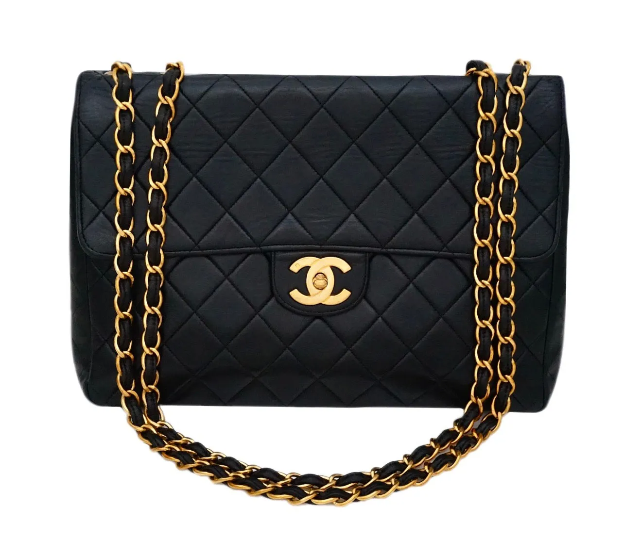 Chanel Vintage Black Lambskin Jumbo