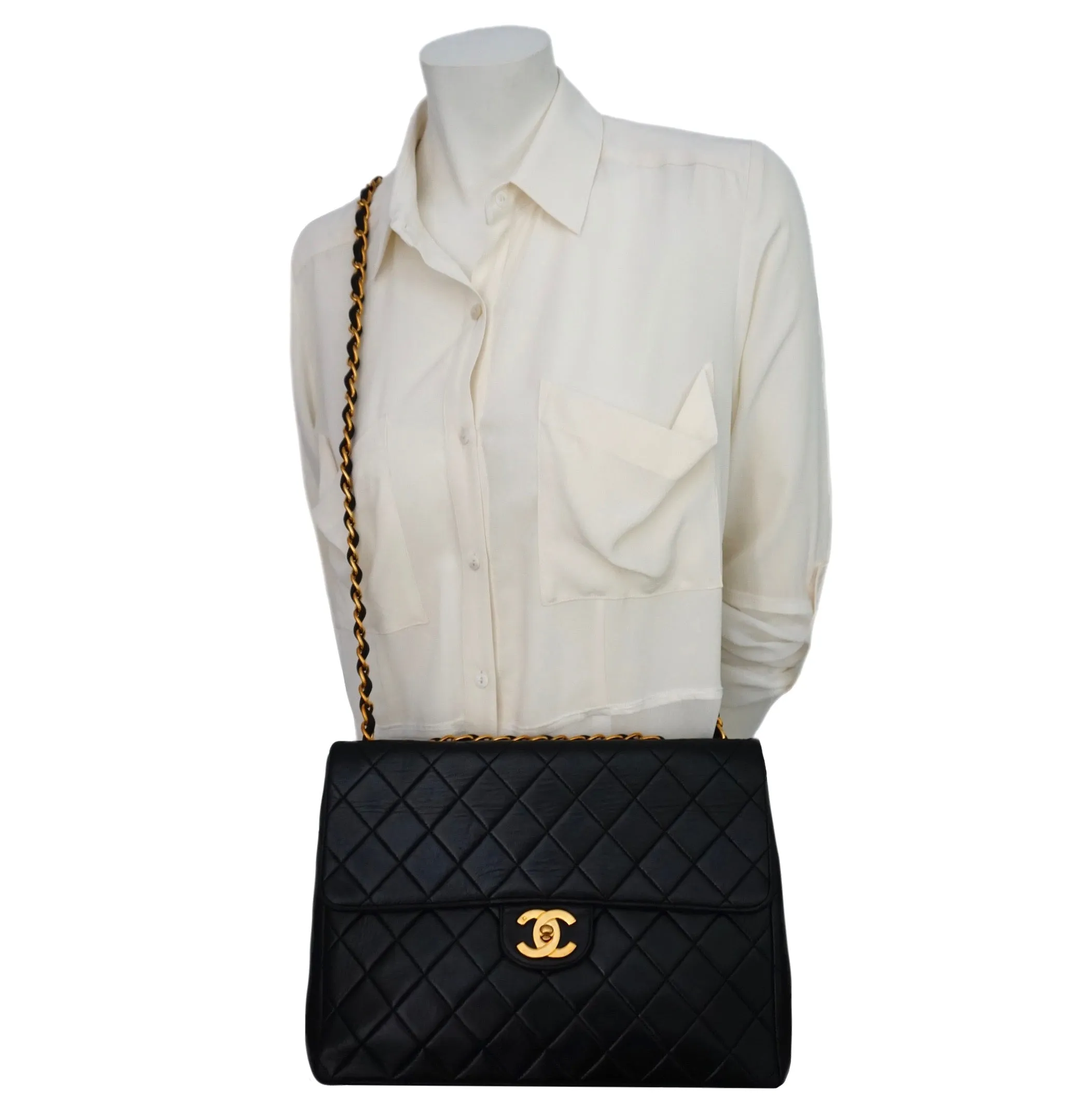 Chanel Vintage Black Lambskin Jumbo