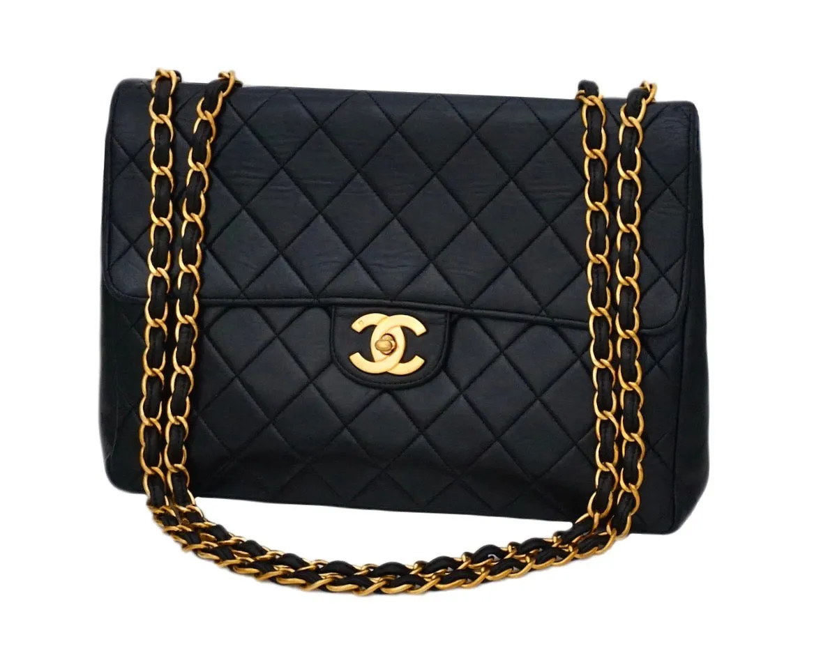 Chanel Vintage Black Lambskin Jumbo