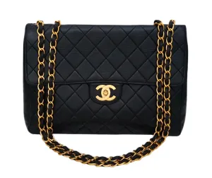 Chanel Vintage Black Lambskin Jumbo