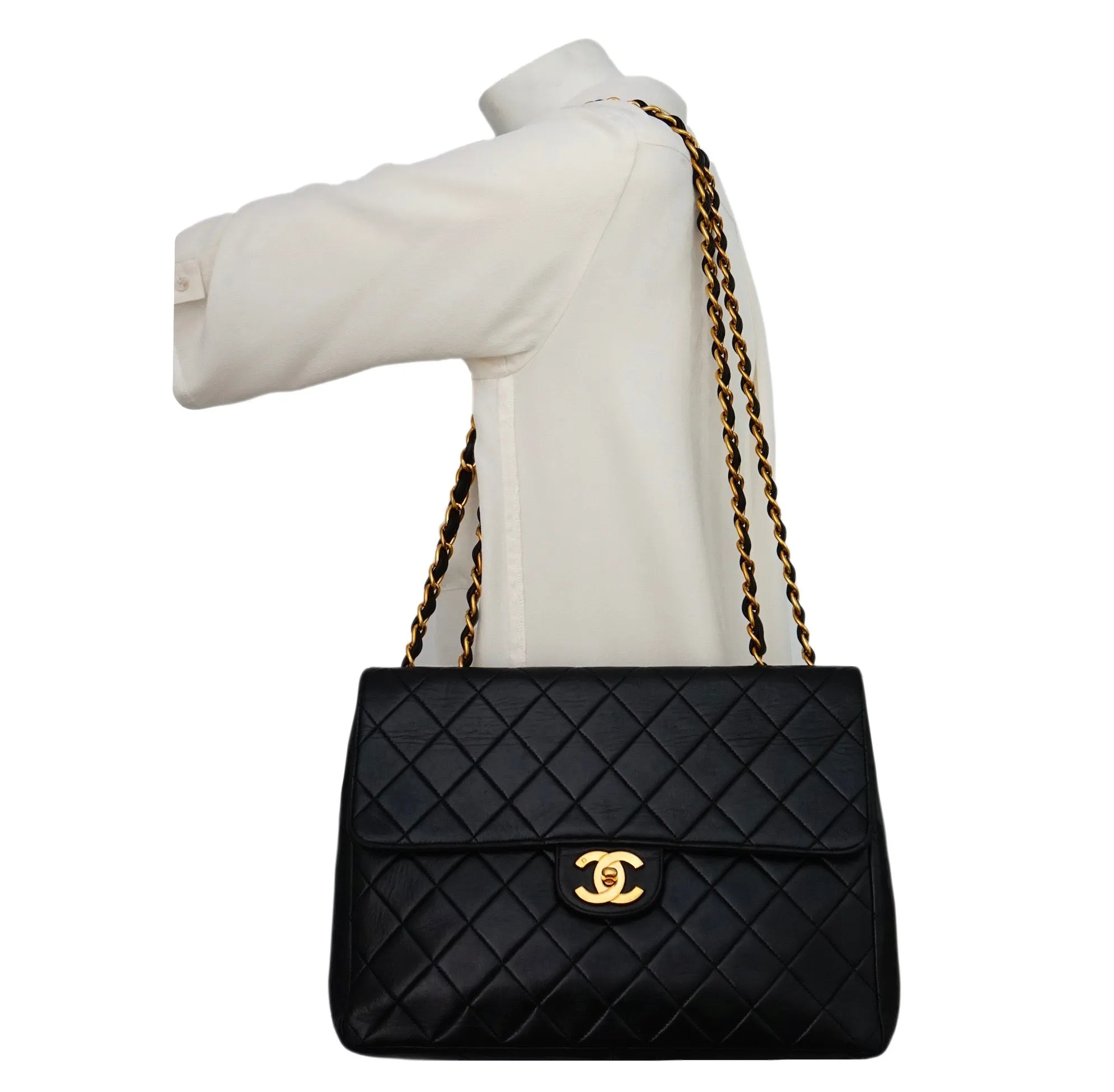 Chanel Vintage Black Lambskin Jumbo