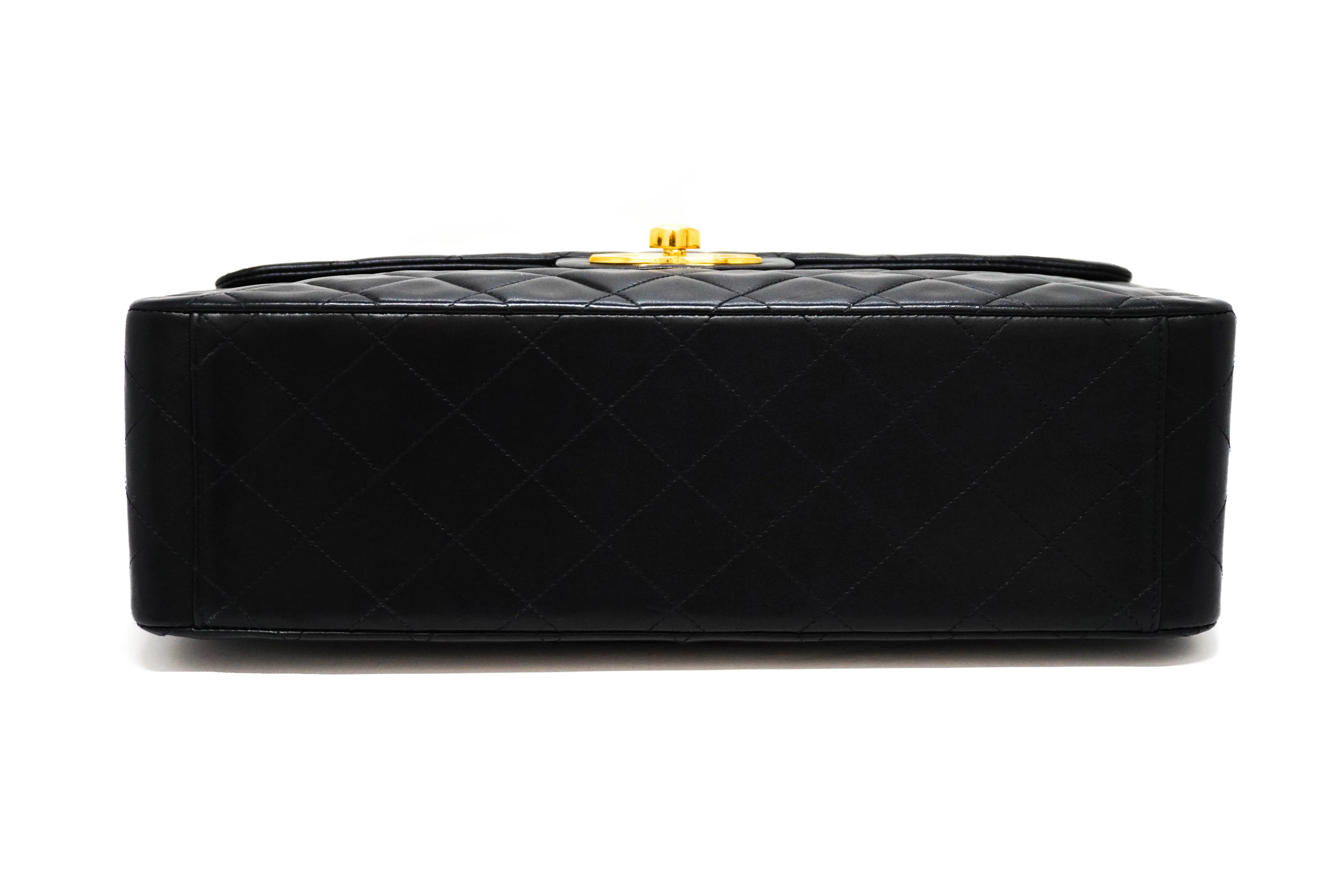 Chanel Vintage Black Lambskin Maxi Jumbo